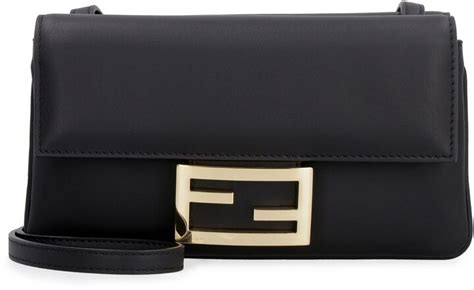 fendi logo mini baguette crossbody bag|Fendi bag with thick strap.